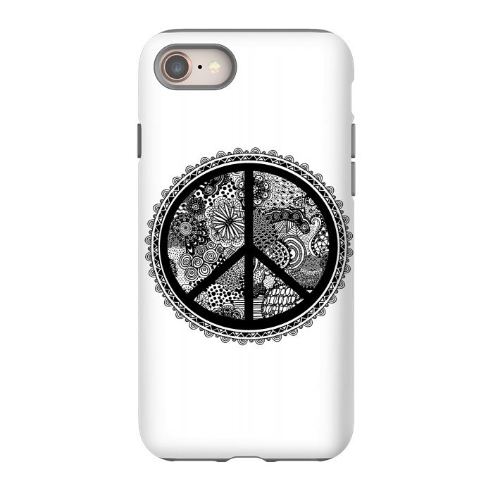 iPhone 8 StrongFit Zen Doodle Peace Symbol by Andrea Haase