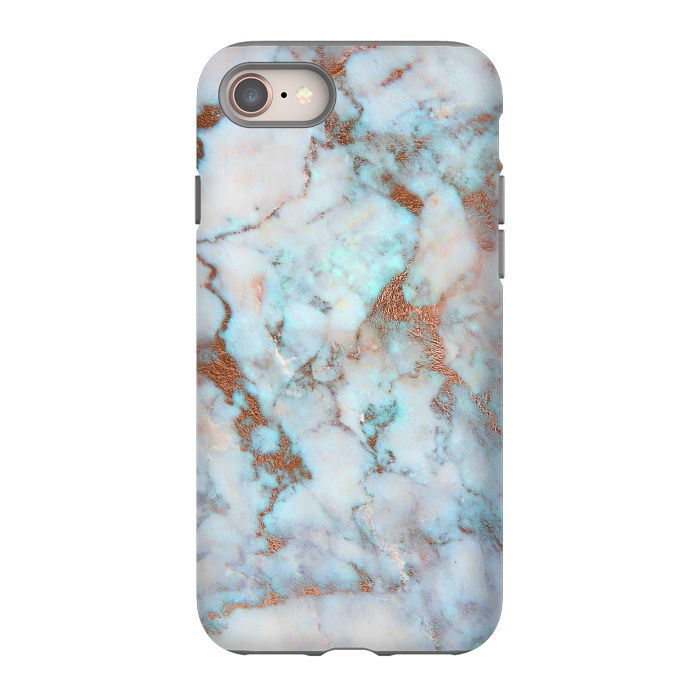 iPhone 8 StrongFit White & Gold Faux Marble by Dushan Medich