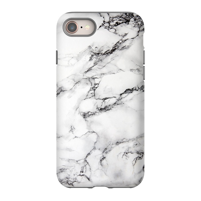 iPhone 8 StrongFit White Marble Stone Print by Dushan Medich