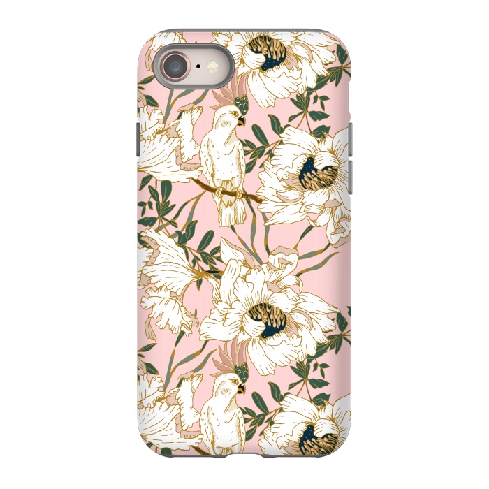 iPhone 8 StrongFit Exotic birds on flowers by Mmartabc