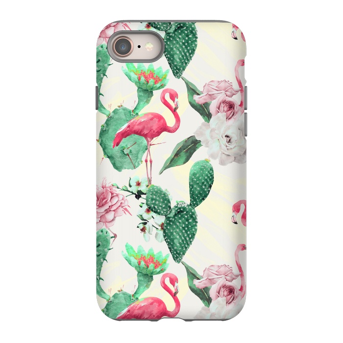 iPhone 8 StrongFit Flamingos, geometric and flowers by Mmartabc
