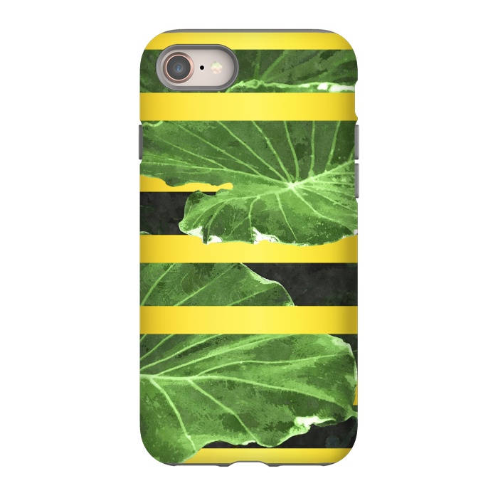 iPhone 8 StrongFit Green Leaves and Gold Stripes by Alemi