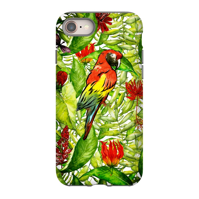 iPhone 8 StrongFit Aloha Parrot and Flower Jungle by  Utart
