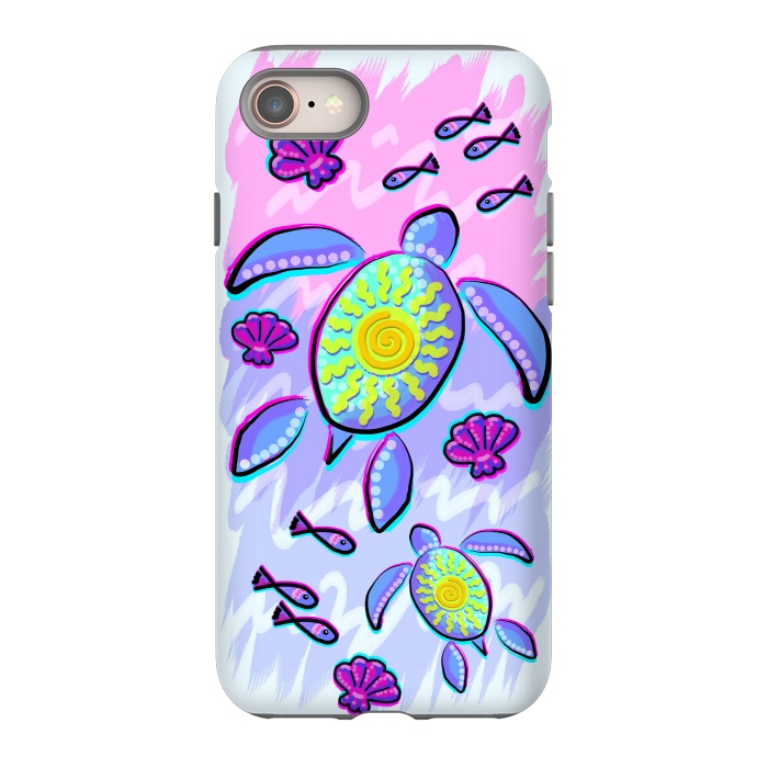 iPhone 8 StrongFit Sea Turtle and Sun Abstract Glitch Ultraviolets by BluedarkArt