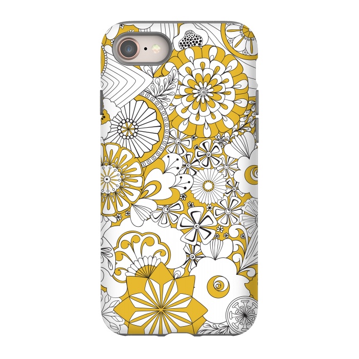iPhone 8 StrongFit 70s Flowers - Yellow and White by Paula Ohreen