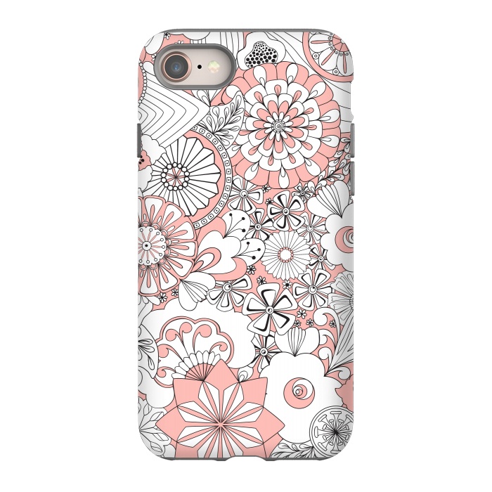 iPhone 8 StrongFit 70s Flowers - Baby Pink and White by Paula Ohreen