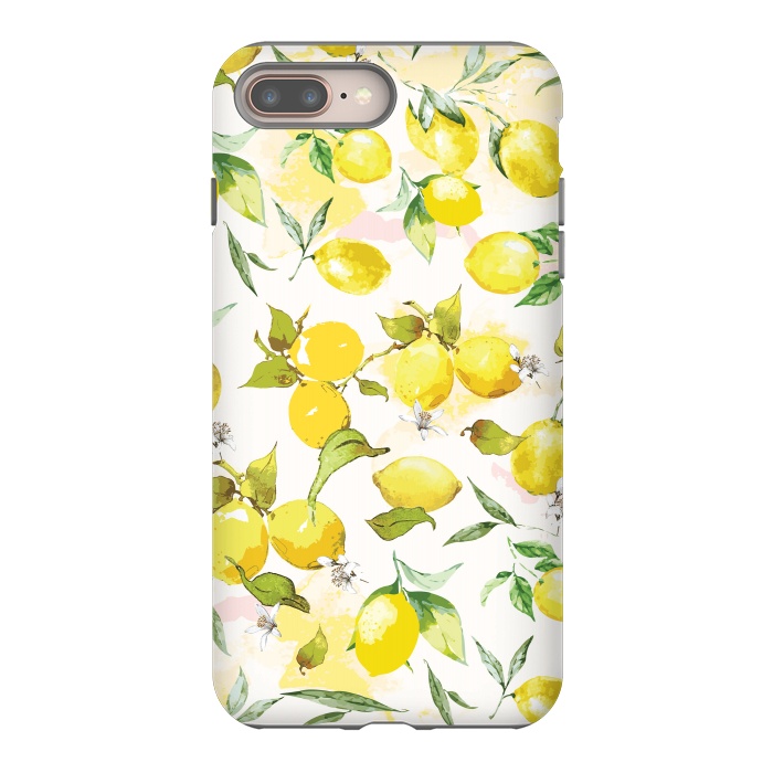 iPhone 8 plus StrongFit Watercolor Lemon Pattern by Bledi