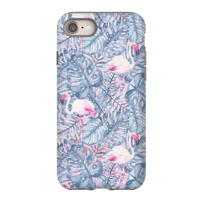 iPhone 8 StrongFit Pink and Blue Flamingo Summer  by  Utart