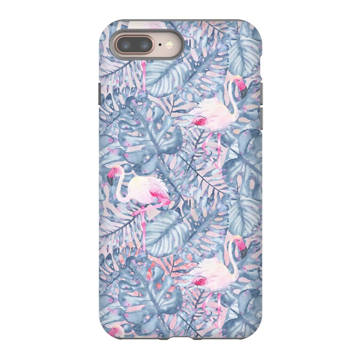 iPhone 8 plus StrongFit Pink and Blue Flamingo Summer  by  Utart