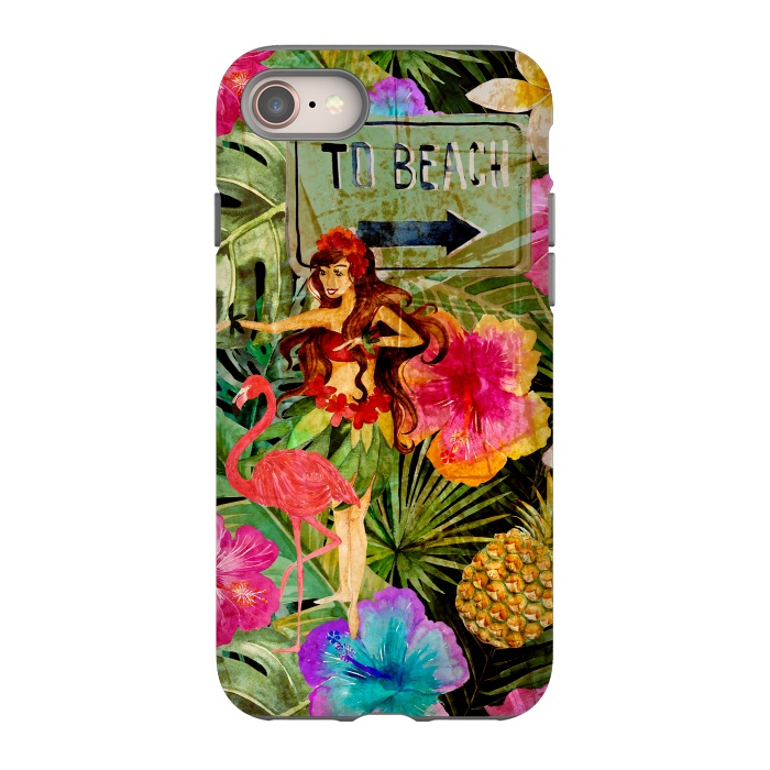 iPhone 8 StrongFit Vintage Hula Girl- To the Beach by  Utart