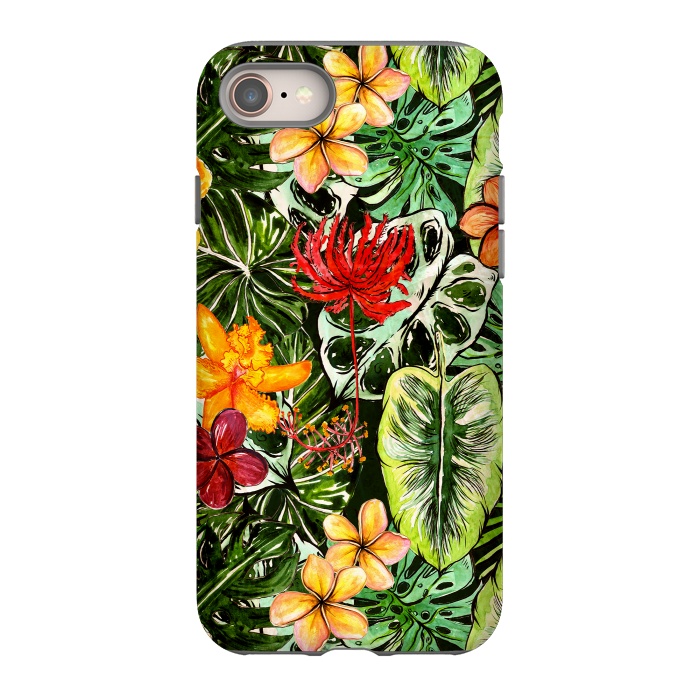 iPhone 8 StrongFit Vintage Tropical Flower Jungle Pattern by  Utart