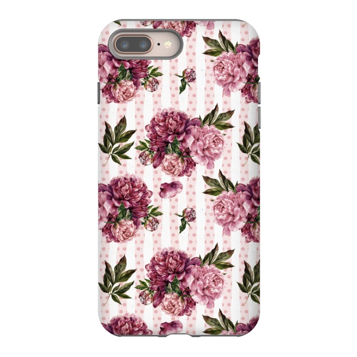iPhone 8 plus StrongFit Vintage Pink Peony Pattern by  Utart