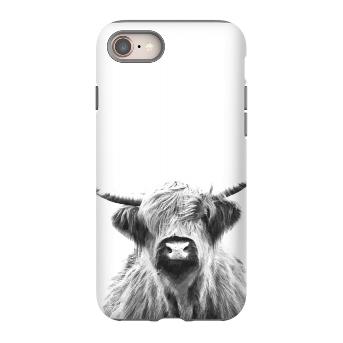 iPhone 8 StrongFit Black and White Highland Cow by Alemi