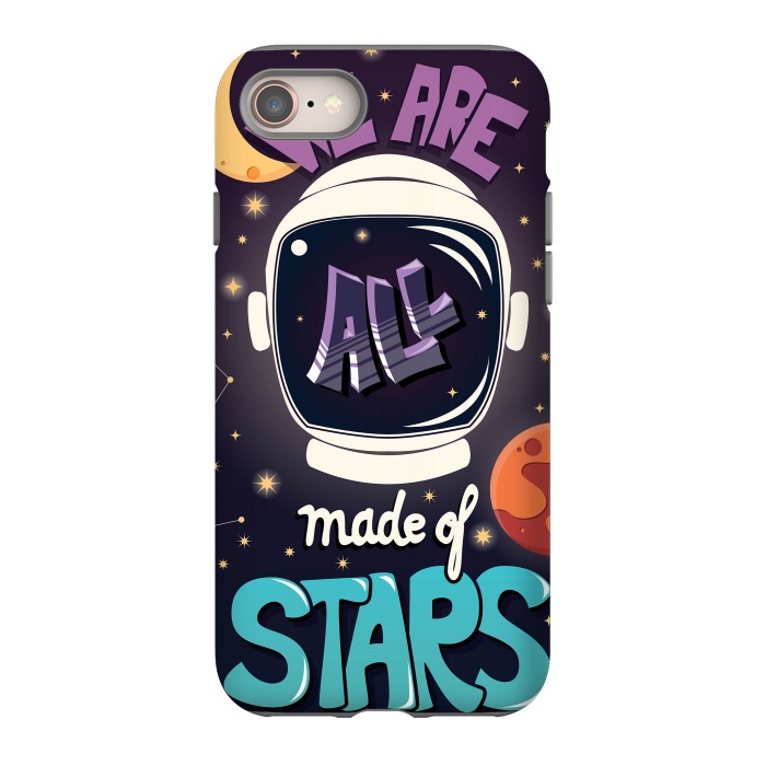 iPhone 8 StrongFit We are all made of stars, typography modern poster design with astronaut helmet and night sky by Jelena Obradovic