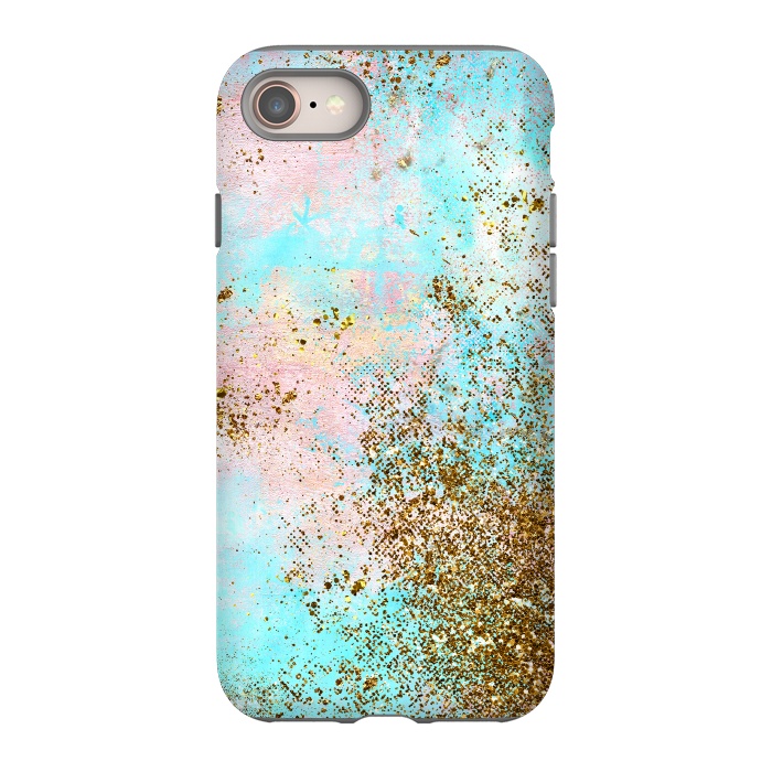iPhone 8 StrongFit Pink and Teal and Gold Mermaid Glitter Seafoam by  Utart