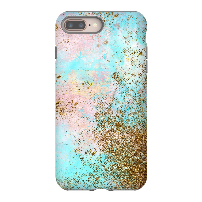 iPhone 8 plus StrongFit Pink and Teal and Gold Mermaid Glitter Seafoam by  Utart
