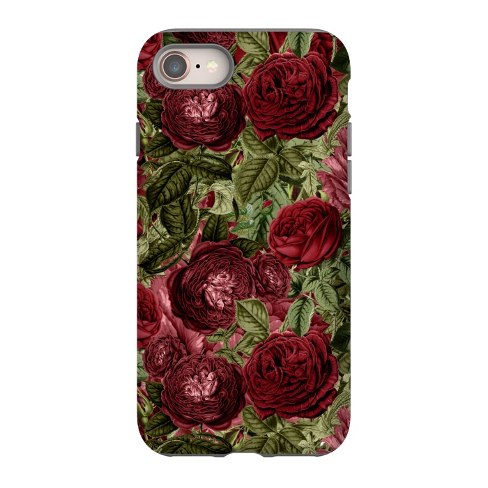 iPhone 8 StrongFit Victorian Dark Red Vintage Roses by  Utart