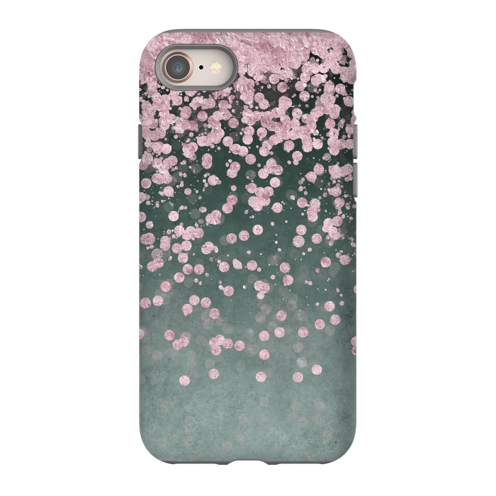 iPhone 8 StrongFit Pink Glitter On Teal 2 by Andrea Haase