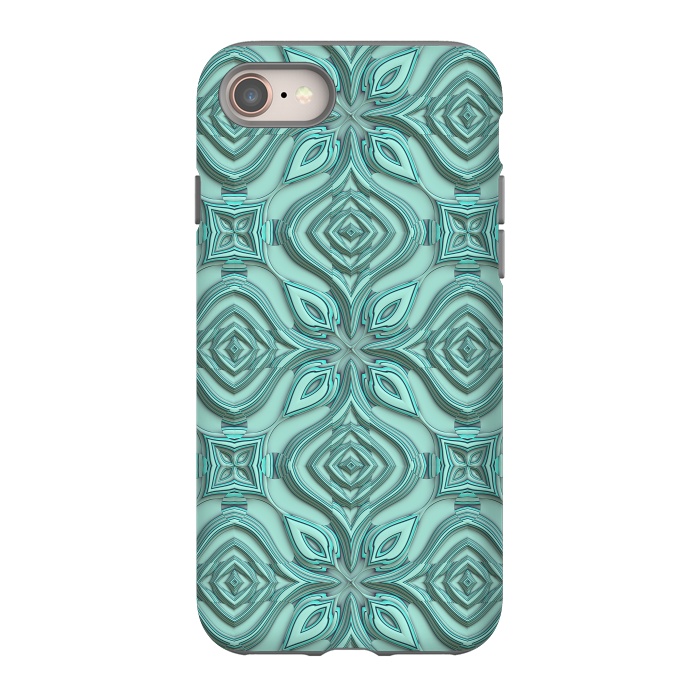 iPhone 8 StrongFit Elegant Green Turquoise Ornament Pattern by Andrea Haase