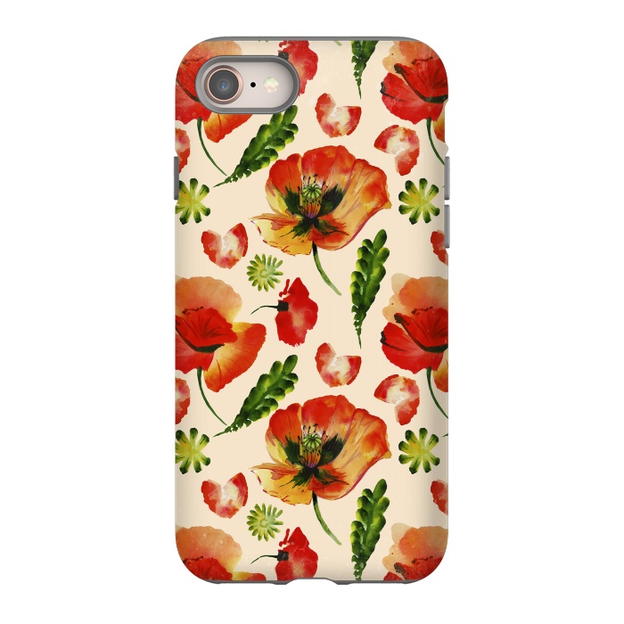 iPhone 8 StrongFit Watercolor Poppy Pattern by  Utart