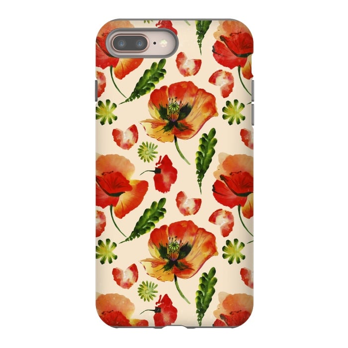 iPhone 8 plus StrongFit Watercolor Poppy Pattern by  Utart