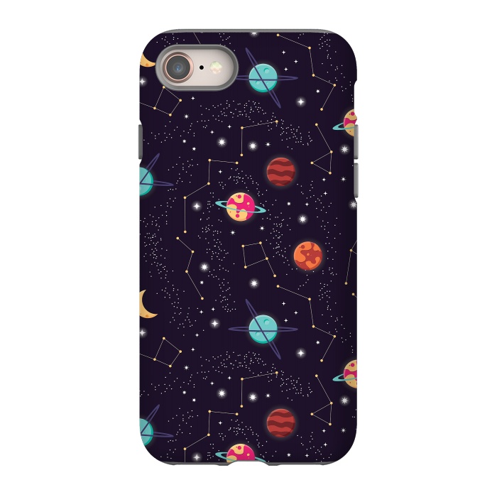 iPhone 8 StrongFit Universe with planets and stars seamless pattern, cosmos starry night sky 004 by Jelena Obradovic