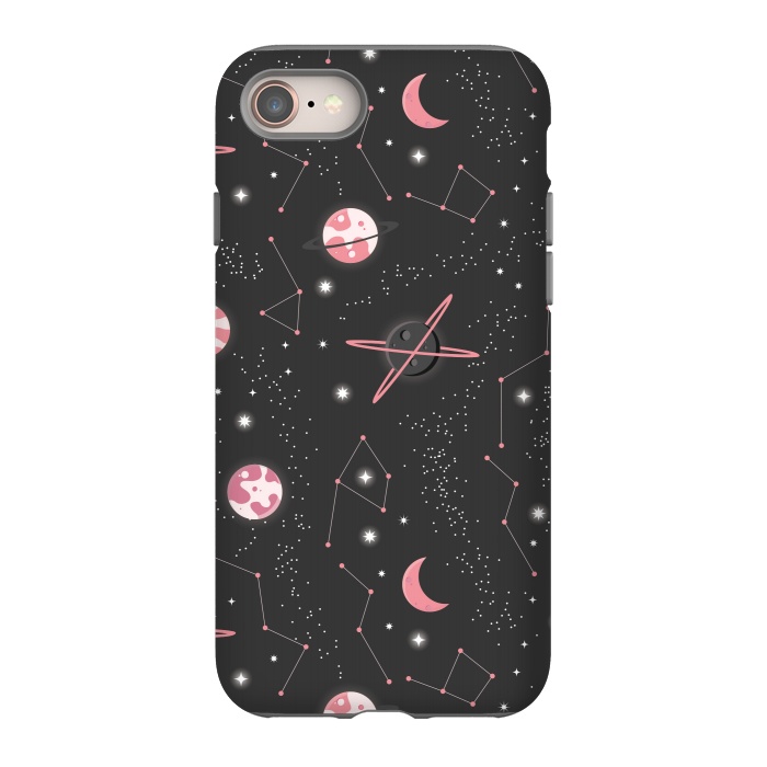 iPhone 8 StrongFit Universe with planets and stars seamless pattern, cosmos starry night sky 007 by Jelena Obradovic
