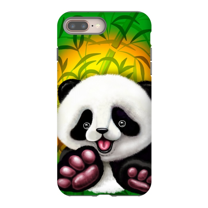 iPhone 8 plus StrongFit Panda Baby Bear Cute and Happy by BluedarkArt