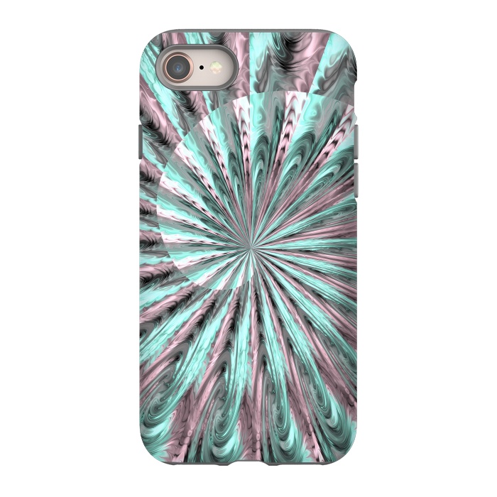 iPhone 8 StrongFit Fractal Spiral Rosegold And Teal by Andrea Haase