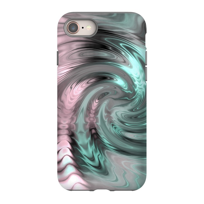iPhone 8 StrongFit Abstract Fractal Swirl Rose Gold And Teal 2 by Andrea Haase