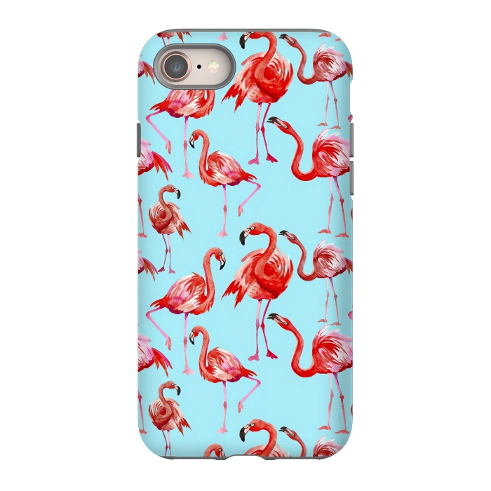 iPhone 8 StrongFit Flamingos on Blue by  Utart