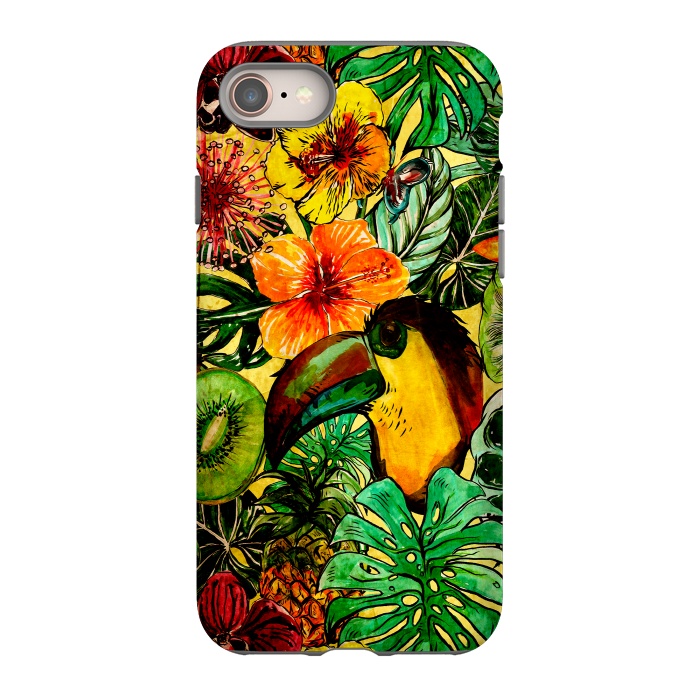 iPhone 8 StrongFit Tropical bird in flower jungle by  Utart
