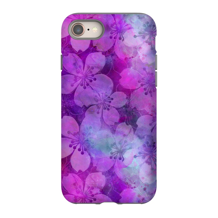 iPhone 8 StrongFit Purple Watercolor Flower Pattern by Andrea Haase