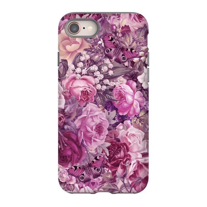 iPhone 8 StrongFit Vintage Pink Rose Butterfly Pattern by Andrea Haase