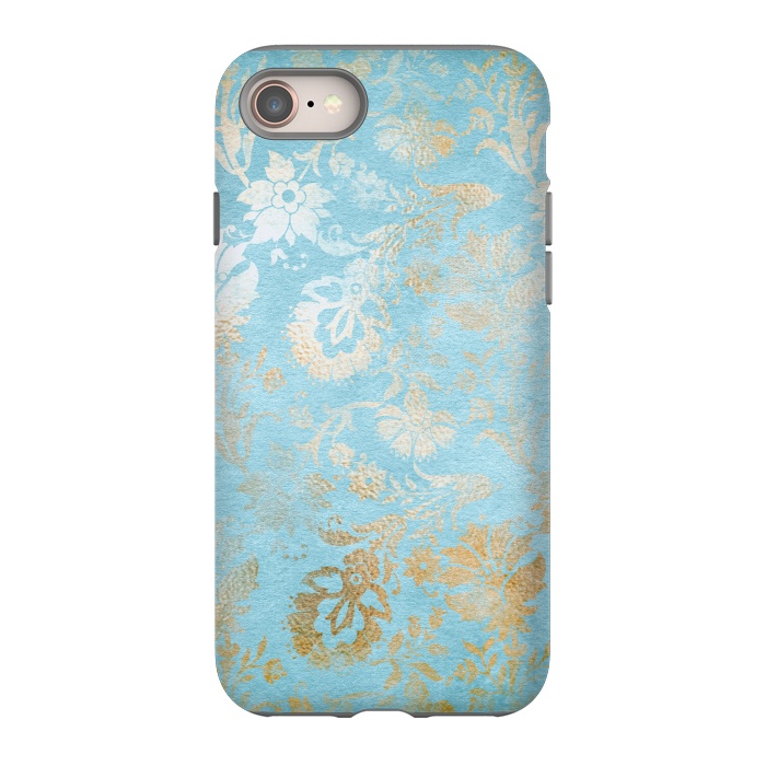 iPhone 8 StrongFit TEAL and GOLD Damask Pattern by  Utart