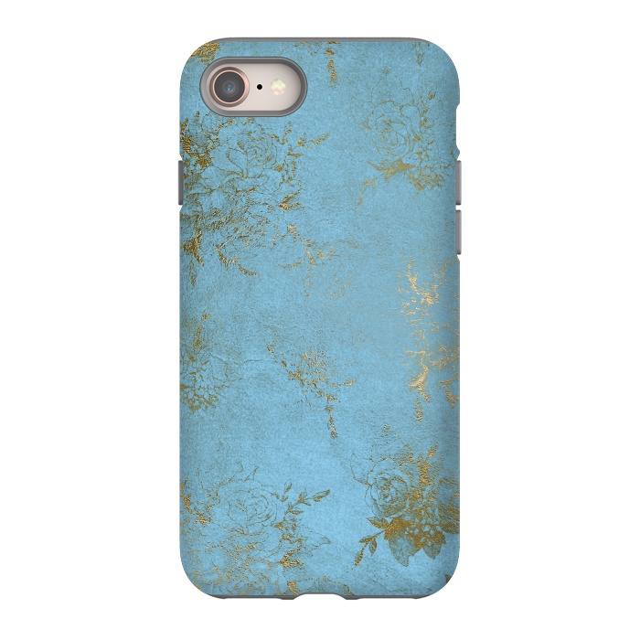 iPhone 8 StrongFit  Gold Damask on Sky Blue  by  Utart