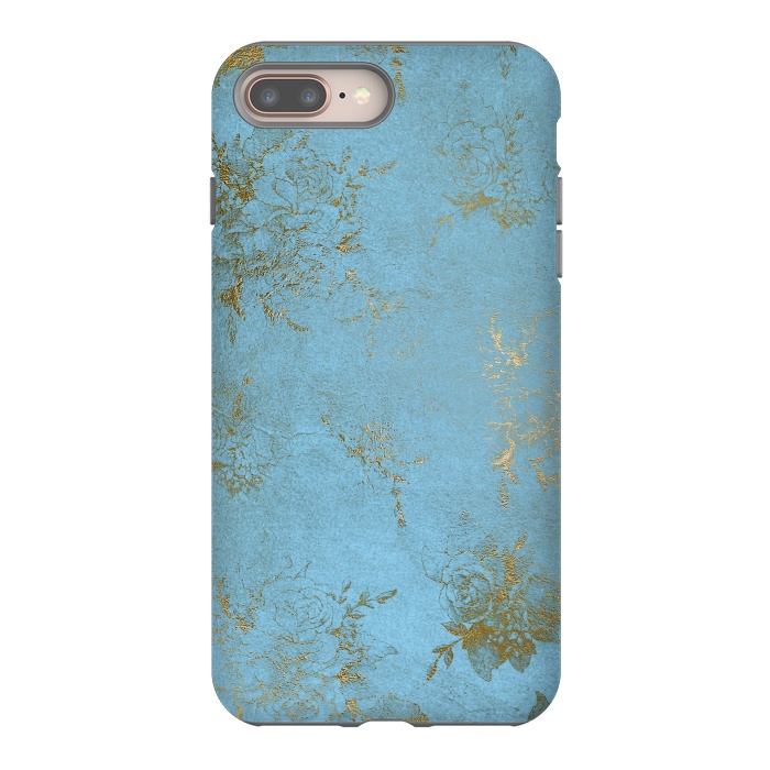 iPhone 8 plus StrongFit  Gold Damask on Sky Blue  by  Utart