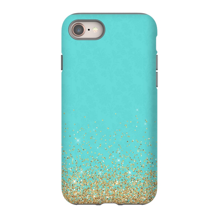 iPhone 8 StrongFit Teal and Gold Glitter by  Utart