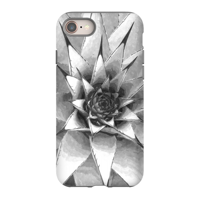 iPhone 8 StrongFit Black and White Cactus Succulent by Alemi