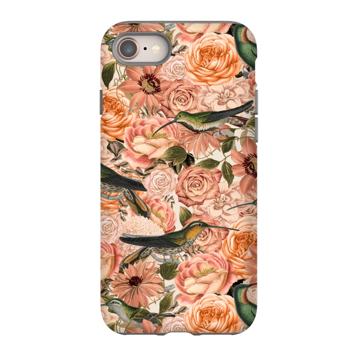 iPhone 8 StrongFit Vintage Flower And Hummingbird Pattern by Andrea Haase