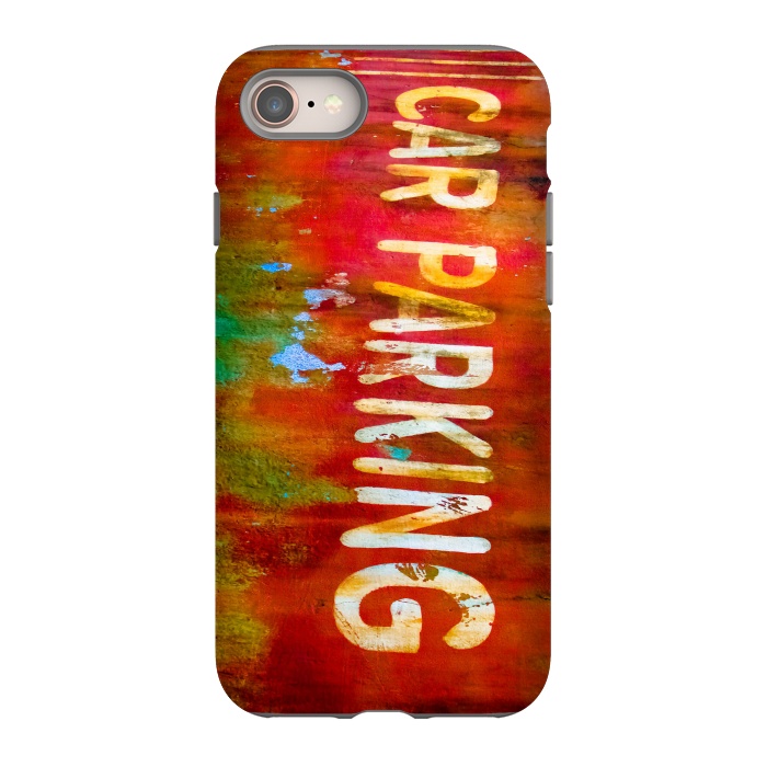 iPhone 8 StrongFit Grunge Spray Paint Car Parking Sign by Andrea Haase