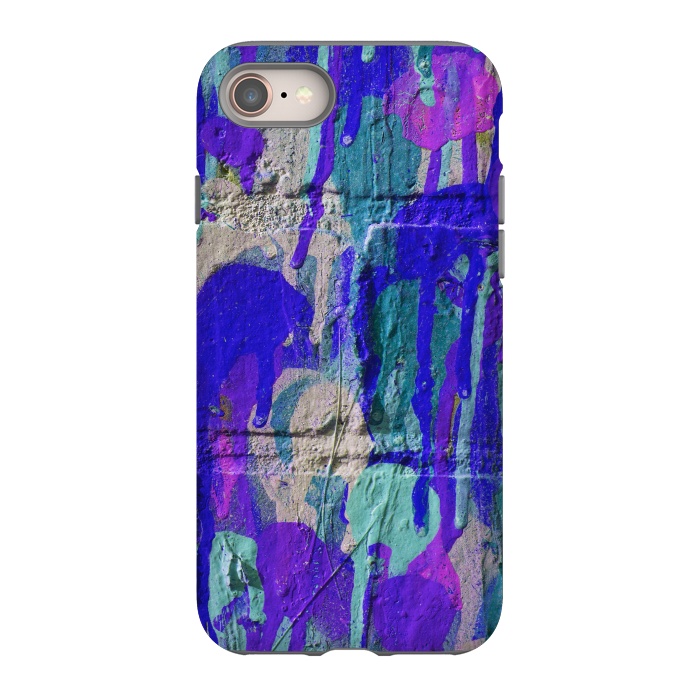 iPhone 8 StrongFit Blue And Purple Spray Paint Wall by Andrea Haase