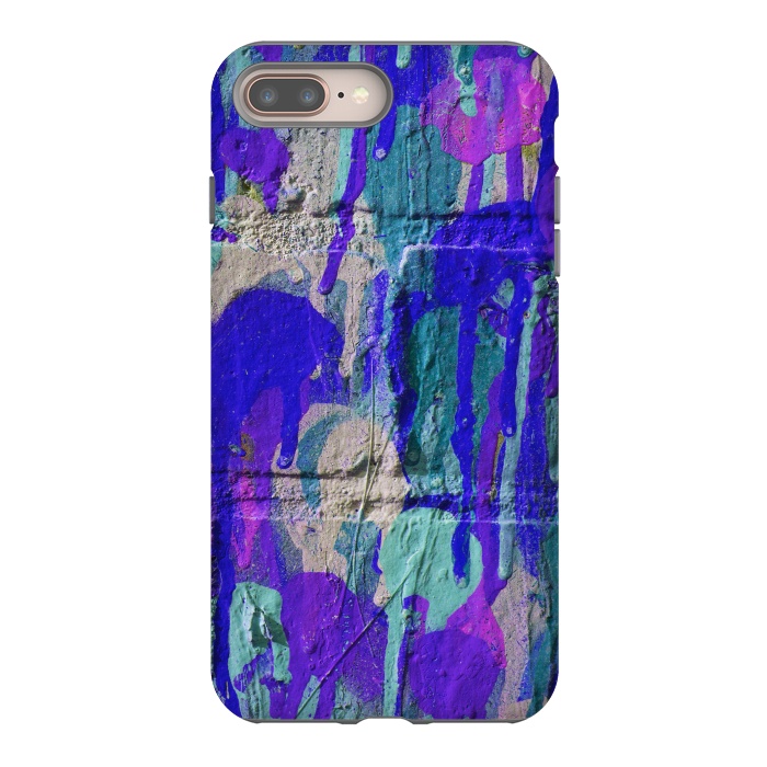 iPhone 8 plus StrongFit Blue And Purple Spray Paint Wall by Andrea Haase
