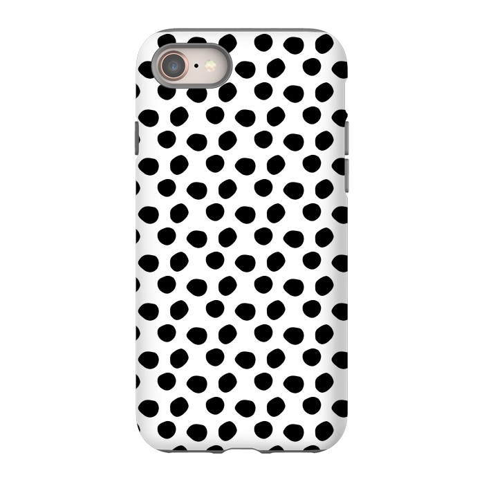 iPhone 8 StrongFit Hand drawn black polka dots on white by DaDo ART