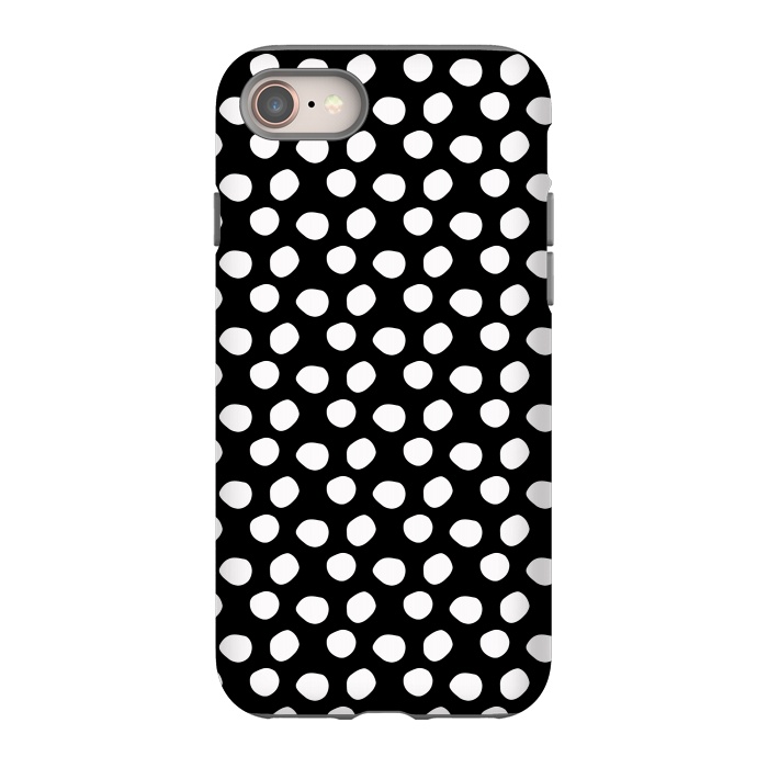 iPhone 8 StrongFit Hand drawn white polka dots on black by DaDo ART
