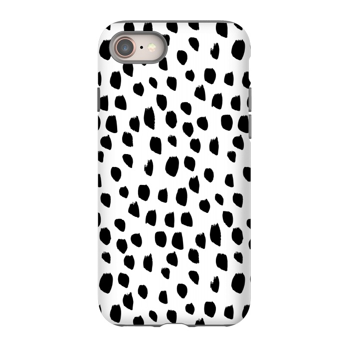 iPhone 8 StrongFit Hand drawn black crazy polka dots on white by DaDo ART