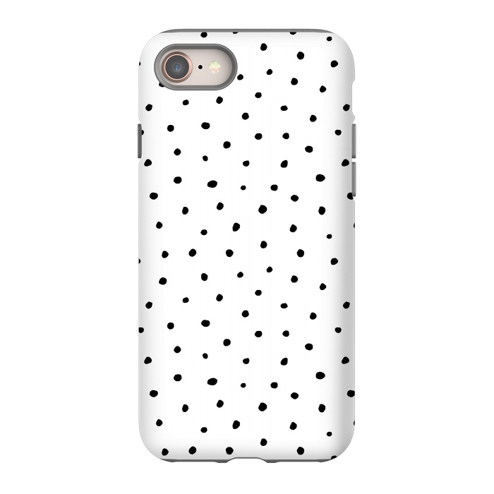 iPhone 8 StrongFit Hand drawn little black polka dots on white by DaDo ART