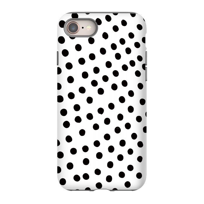 iPhone 8 StrongFit Drunk black polka dots on white by DaDo ART