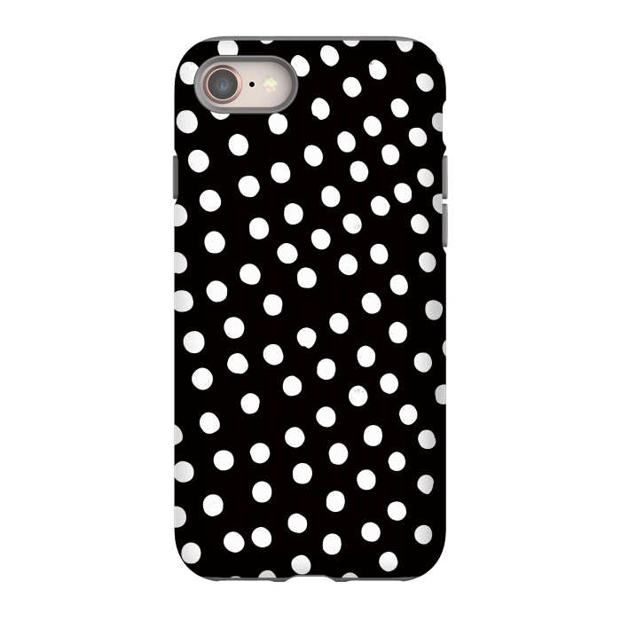iPhone 8 StrongFit Drunk little white polka dots on black  by DaDo ART
