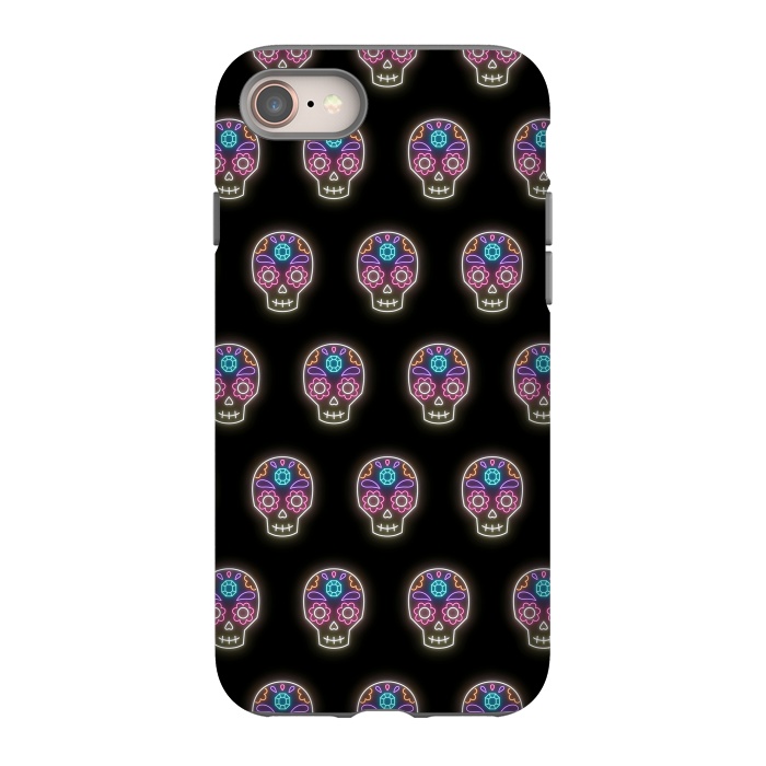 iPhone 8 StrongFit Neon sugar skull pattern by Laura Nagel